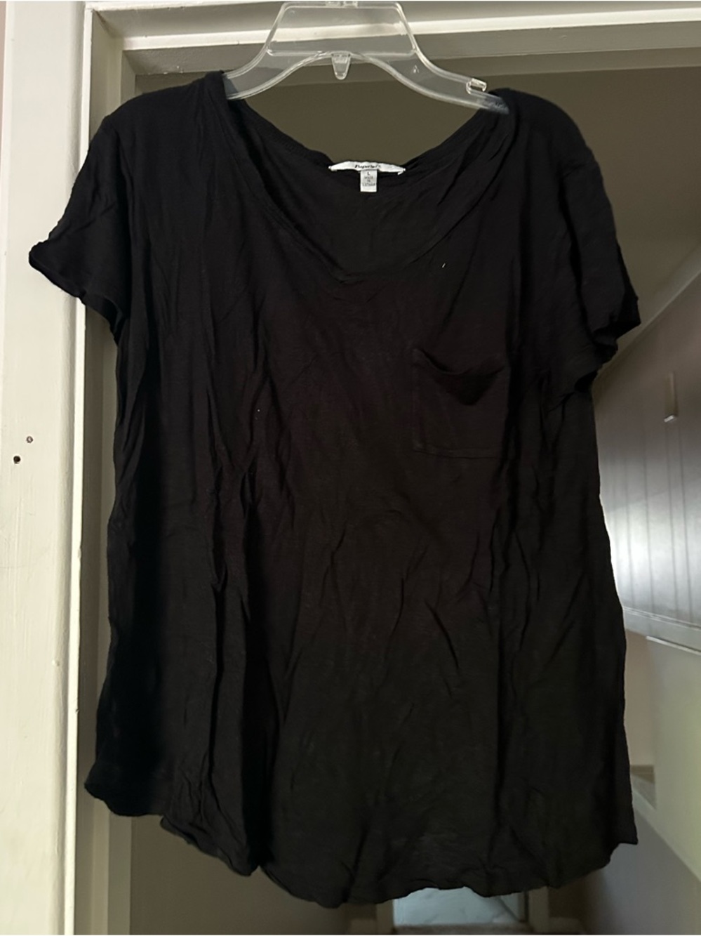 Papaya Black V-Neck Short Sleeve Pocket Tee - Lightweight Casual